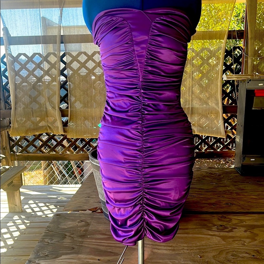 Purple silk tube top dress